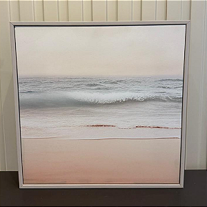 Quadro Decorativo Mar - 30x30m impressão em canvas fineart com moldura filete nude.