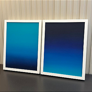 Conjunto com 02 Quadros - Óleo sobre tela pela artista Juliana Bambini. Medida: 0,35x0,45