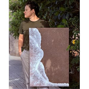 Obra de Arte com textura pintada a mão. Artista: Alessandra Bernardes. Medida 80x100, com moldura filete. R$ 2400,00