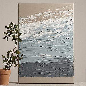 Obra de Arte com textura pintada a mão. Artista: Alessandra Bernardes. Medida 80x120, com moldura filete. R$ 2400,00