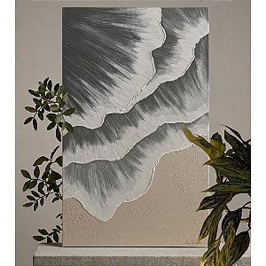 Obra de Arte com textura pintada a mão. Artista: Alessandra Bernardes. Medida 80x120, com moldura filete. R$ 2400,00