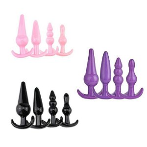 KIT 4 PÇS PLUG ANAL SILICONE