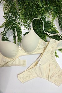 CONJUNTO BÁSICO COM BOJO E ARO CALCINHA INTERMEDIÁRIA  MARFIM  Ref.: 0189