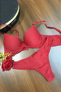 CONJUNTO BÁSICO COM BOJO E ARO E CALCINHA FIO DUPLO  DIVINO Ref.: 0493