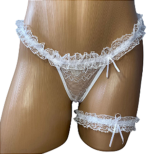 CALCINHA SEX FIO BABADINHO COM PERSEX TAMANHO UNICO COR BRANCA