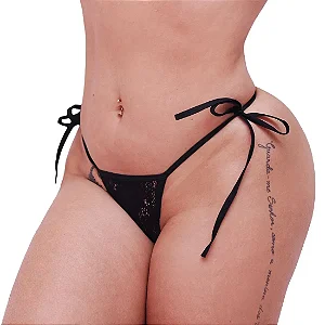CALCINHA MARIDO APRESSADO TODA ABERTA COM AMARRAÇÃO COR PRETO LATERAL REF4.321