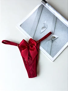 CALCINHA HELLEN FIO DENTAL COM LAÇO COR VERMELHA