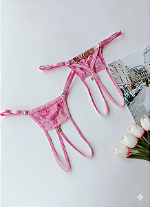 CALCINHA FREE ABERTA ENTRE AS PERNAS PERSONALIZÁVEL ATÉ 6 LETRAS COR ROSA CLARO (LETRAS INCLUSAS)