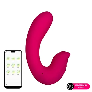 VIBRADOR COM ESTIMULADOR CLITORIANO POR APLICATIVO RECARREGAVEL MLPP3402