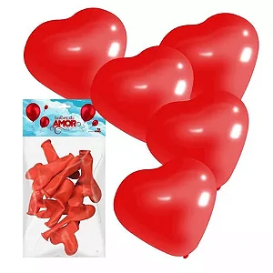 BALÕES DO AMOR FORMATO CORAÇÃO 10un - Vermelho