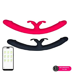 CONEXÃO DUPLA VIBRADOR DUAS PONTAS COM ESTIMULADOR CLITORIANO POR APLICATIVO MLPP1836