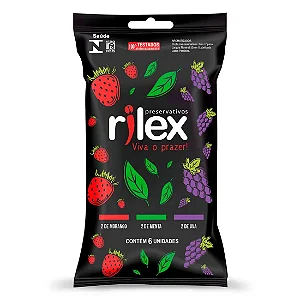 PRESERVATIVO LUBRIFICADO COM AROMA MIX DE FRUTAS 6 Unidades Rilex