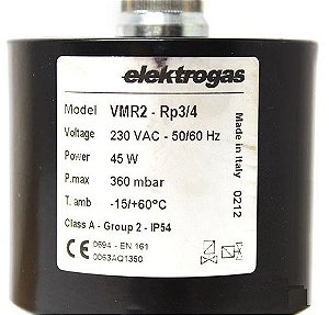 Válvula solenoide para queimadores industriais Elektrogas VMR 2 RP 3/4