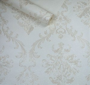 Papel de Parede Pérola com Damask em tom Pérola (leve toque de glitter)