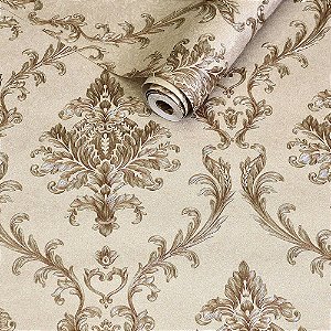 Papel de Parede Damask Marrom Esscuro (brilhoso)