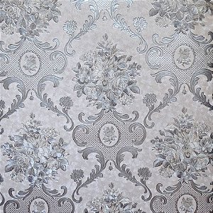 Papel de Parede Flores e Ramos Cinza