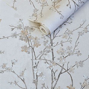 PAPEL DE PAREDE VINÍLICO IMPORTADO TEXTURA FLORAL - BEGE CLARO | MARROM