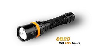 Lanterna para Mergulho Fenix SD20 Preta - 1000 Lúmens