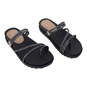 Sandália Papete Flatform Feminina Strass Diminutta