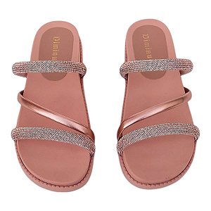 Sandálias De Strass Flatform  Feminino Diminutta