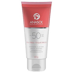 Protetor Solar Facial Oil Free Toque Seco FPS 50 60 g - Anasol