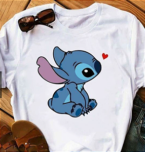 Camiseta Camisão Tshirt OverSize Lilo E Stitch Tumblr Camisa Unissex Poliéster