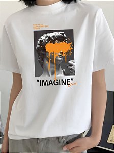 Camisetas Tshirt Camisão -  Figura Vintage Imagine David Masculina Feminina Poliéster - Academia ou Dia Dia