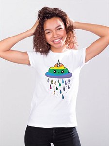 Camisetas Tshirt Camisão -  Nuvem Colorida Unicórnio Colorida Fun Poliéster - Academia ou Dia Dia