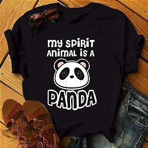 Camiseta engraçada feminina com estampa de panda, manga curta, gola O, camiseta