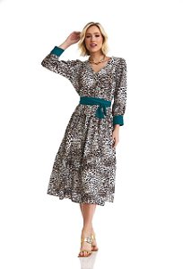 Vestido Midi onça Eva Bella Dayana
