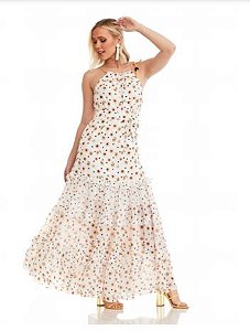 Vestido longo Estampa Girassol Exclusiva Eva bella Daisy