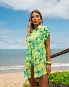 Saída de praia camisa estampada limão siciliano Lilly Belle