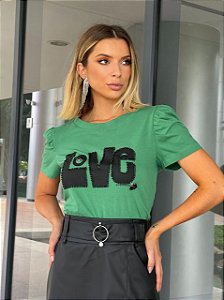 T-shirt Love Verde Eva bella Júlia