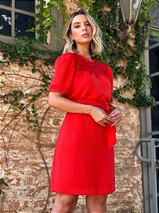 Vestido Com manga de renda Eva bella Ingrid