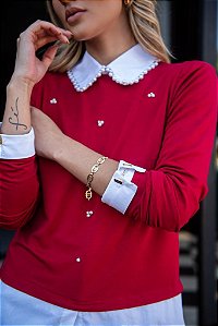 Moleton Bordado  Vermelho Eva bella Júlia