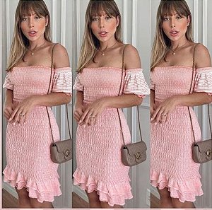 Vestido curto de Tricot com Lastex