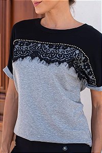 T-Shirt com renda Eva bella Thaila