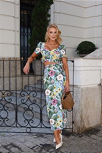 Conjunto Midi Estampado Floral Tropical Manresa Floral