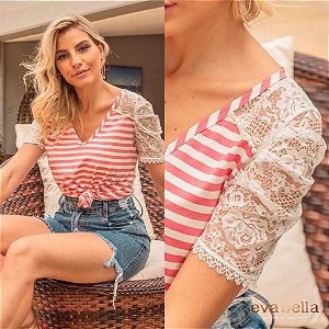 T-shirt com renda Eva Bella Andreza