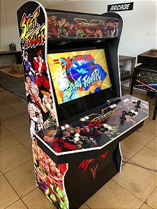 Arcade Fliperama Multijogos 32 polegadas - 4 players - Tema Street Fighter