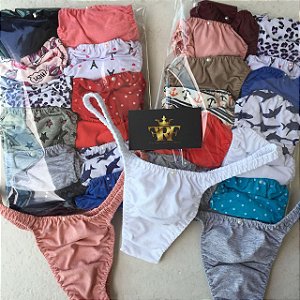 Calcinhas Lolitas Fitness - Kit com 12 Unidades (*CORES E ESTAMPAS SORTIDAS E ALEATÓRIAS)