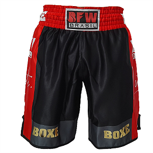 Calção Boxe - Preto E Vermelho 50% desconto