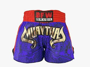 Short Muay Thai Tailandês Unissex Premium - Dragão Azul