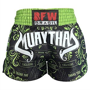 Short Muay Thai Tailandês Premium - Verde Limão