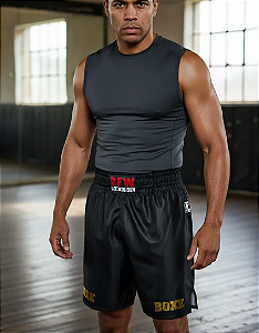 Calção de Boxe Premium Profissional - Black