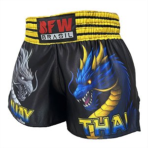 SHORT MUAY THAI PREMIUM YELLOW DRAGON - BFW BRASIL