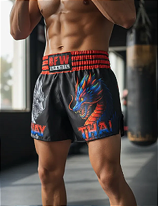 Short Muay Thai Premium Tailandês Unissex - Red Dragon