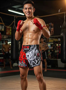 Short Muay Thai Calção Tailandês Unissex - Fúria Bfw