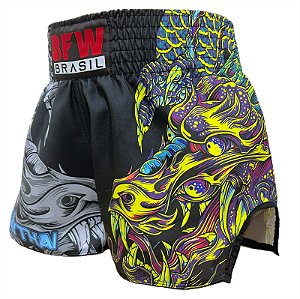 Short Muay Thai Calção Tailandês Unissex - Dragão Verde