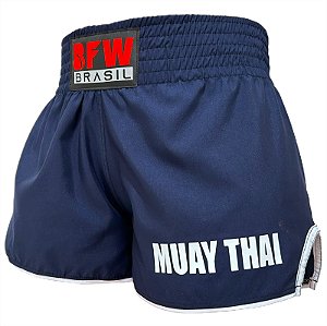 Short Muay Thai Calção Tailandês Básico Unissex - Azul Marinho